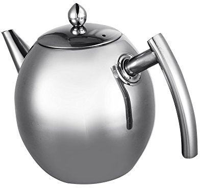 Cafetière en acier inoxydable de grande capacité, théière avec filtre à thé (1,5 L / 1500 ml)