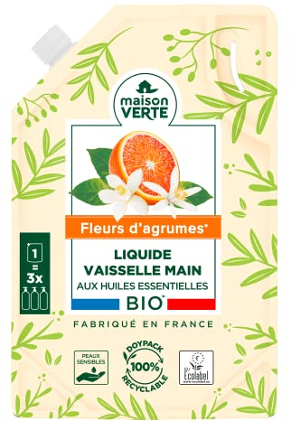 Maison Verte Vaisselle Huiles Essentielles Bio Fleurs d'Agrumes Recharge 1.5L