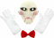 Mega_JumbleSale®Adult Unisex Billy the Puppet Halloween Costume Accessories Set - Jigsaw Masks + White Gloves + Red Bow Tie Massacre Cosplay Costume Creepy Scary Kit