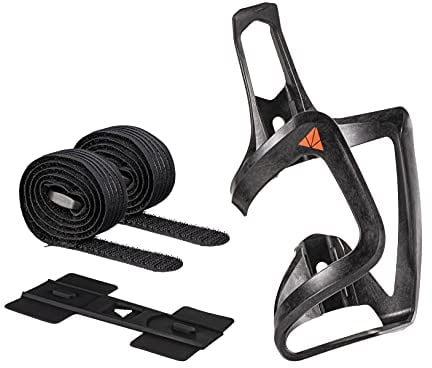 Granite Aux E+ Porte-bidon en Fibre de Carbone avec kit de Sangle, Porte-Bouteille d'eau pour vélo électrique (eBike), léger et résistant, Support de Bouteille d'eau chargé latéralement