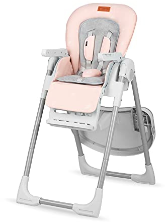 MoMi YUMTIS Kinderhochstuhl mit 5-Punkt-Sicherheitsgurt, klappbar, höhenverstellbar (6 Stufen), verstellbare Rückenlehne (3 Stufen) und Tablett (3-stufig), Fußstütze und Korb