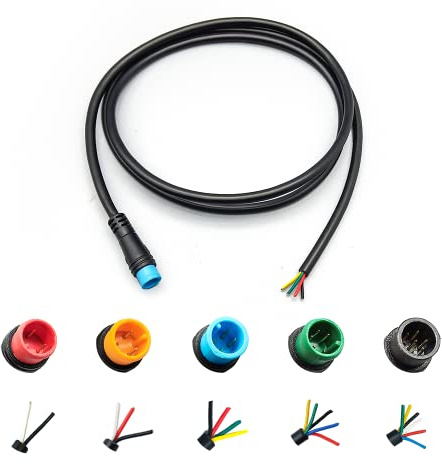 HUDAMZKY Ebike Cable Extension - Female/Male 2/3/4/5/6 Pin Connector for Electric Bicycle Display, Throttle, PAS - Waterproof Plug - 4Pin Male