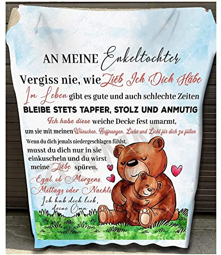 Kuscheldecke Personalisierte Decke An Unsere Enkelin von Oma,Oma für Enkeli Decke,Nachrich Briefdecke Positiv Ermutigen Wohndecke für Couch Tv-Decken Geschenk Geburtstag,An meinen Enkelin F,150*200CM