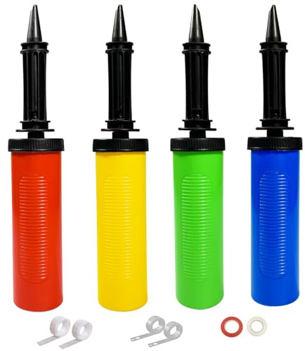 JANEF 4pcs Balloon Pump Hand Held Inflator Air Pump for Balloons, 4 Random Color, Friends can Help Easy to Use for Party Birthday Decorations