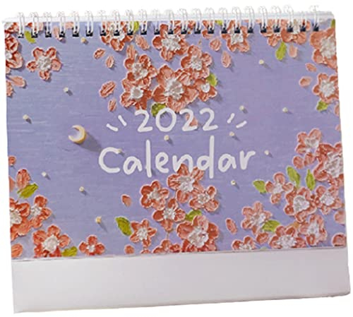 YMXWFC Tischkalender 2022 Kleiner Tisch Kalender 2022 Neujahr Einfache Ölgemälde, Schreibtischkalender Multifunktionszeitplanplan Notebook Daily Spiel Termine Rekordzeit (Color : Purple)