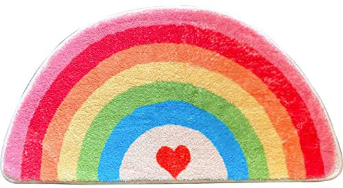 Badezimmerteppich Regenbogen Badematte rutschfest,Weiche Badteppich,Badvorleger Duschvorleger,Teppich Badezimmer Waschbar,Bad Teppich Flauschig50×80cm