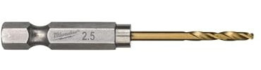 Milwaukee 4932478175 Brocas para Metal Shockwave HSS-G Tin, 2.5mm Diámetro, 62mm Longitud, Caja de 10