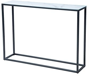 Riess Ambiente Eleganter Konsolentisch Boutique - 110cm - weiß - Kristallglas mit Marmor-Dekor schwarzes Gestell Beistelltisch Ablagetisch