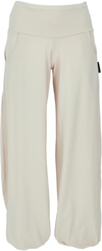 GURU SHOP Yogahose aus Bio-Baumwolle, Pluderhose für Damen, lang | Damen, lange Hose, Passform: loose, mit breitem Bund, zwei Taschen, angenehm zu tragen, ideal für Yoga und Dancefloor.