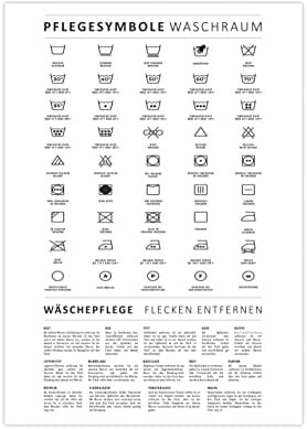 Generisch Waschsymbole Poster | Waschküche Bild A2 (59,4 x 42 cm)