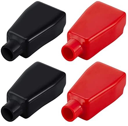 Batteriepolabdeckung, Autobatterie Polabdeckung PVC Gummi, Batterie Terminal Abdeckungen, Positiv und Negativ Anschlussabdeckung, Batterieklemmen Abdeckungen, Batteriepol Abdeckungen Auto, 4 Stück