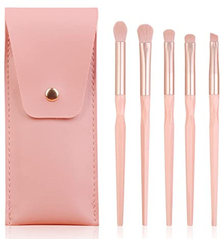 Ensemble de Pinceaux Fard à Paupières Portable Rose avec Sac de Voyage par ENZO KEN, Petit Pinceau Contour Du Nez, Pinceau pour Les Yeux Végétalien, Pinceaux Fard à Paupières Professionnels.