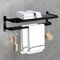 HONPHIER Portasciugamani da Parete 2 Livelli Porta Asciugamani da Bagno Porta Salviette con Gancio Portasciugamani (19 Pollici, Nero)