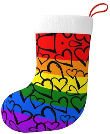 ELkine Bedruckte Weihnachtsstrümpfe von Gay Pride Regenbogenmuster, Albtraum-Ornamente, Weihnachtsschmuck, Party-Dekoration, Urlaubsdekoration
