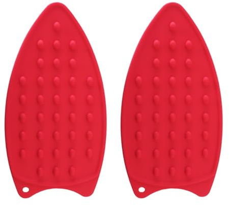 ZONADAH 2 Stück Silikon-Bügeleisen-Ablage-Pad Rot Eisen Hot Rest Hair Beader-beständiges Bügelbrettkissen Sichere Oberfläche Bügeleisen-Ständer-Matte-Ablage-Bügelauflage-Isolierbretter