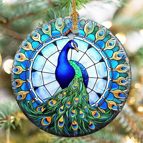 Pfau Weihnachtsschmuck, Touber Pfau Hängende Ornament, Pfau Weihnachtsbaum Ornamente, Pfau Urlaub Dekor, Geschenke für Pfau Liebhaber, Pfau Thema Geschenke