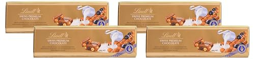 Lindt Schokolade Traube-Nuss | 300 g Tafel | Vollmilch-Schokolade mit Rosinen und ganzen gerösteten Haselnüssen | Schokoladentafel | Schokoladengeschenk (Packung mit 4)