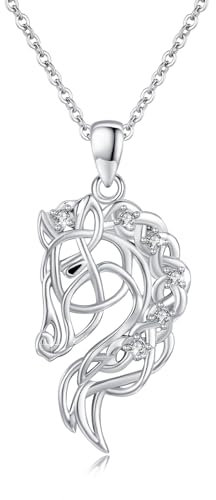 ABIGY Pferde Halskette 925 Sterling Silber Pferde Anhänger Halskette Tierkette Pferde Schmuck Geschenke für Damen Mädchen Pferdeliebhaber Weihnachten Geburtstag