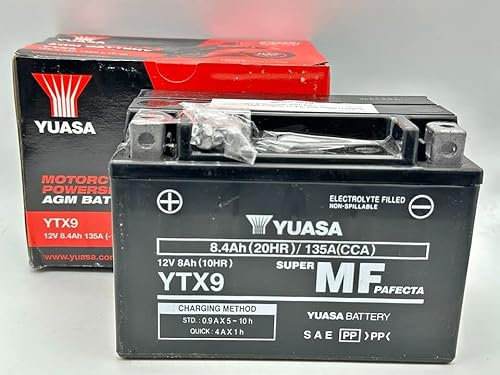 Batterie moto Yuasa YTX9 (AGM SLA WC) pour Suzuki GSF Bandit 600 1995, 1996, 1997, 1998, 1999, 2000, 2001, 2002, 2003, 2004