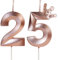 Geburtstagskerzen Zahlen25 mit Krone, 5cm 3D Roségold Geburtstagskerzen,Geburtstag Kerzen,Kerzen Geburtstag,Tortenaufsätze Kuchen Topper Dekoration Hochzeit Geburtstag Jubiläum Feier Lieferungen(25)