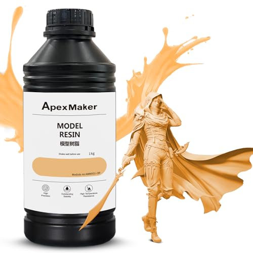 ApexMaker 3D Drucker Resin, 1000g, Hohe Präzision, Geringer Geruch, Schnellhärtendes Standard Photopolymer Harz, 385-405nm 3D Druck flüssiges Photopolymer Harz für LCD DLP SLA (Orange)