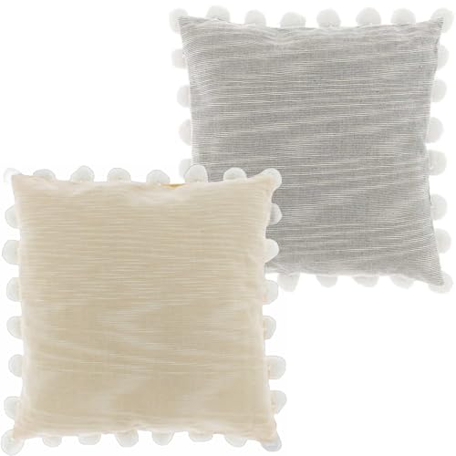 2er Set Marrakesch Kissenbezug IWAN Grau und Mango inklusive Füllung Kissen 45x45 cm groß | Sofakissen Kuschelkissen aus Baumwolle als Aesthetic Wohnzimmer Deko auf dem Sessel | Dekokissen