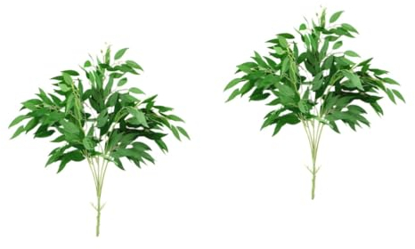 ABOOFAN 2pcs 5 Artificial Plants 5 Fork Simulation Willow Leaves Green Willow Leaves Lifelike Willow Leaves Plant for Home Decoration