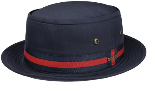 Stetson Classic Band Pork Pie Stoffhut Herren UV-Schutz Frühling Sommer dunkelblau L (58-59 cm)