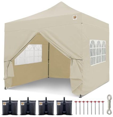 Gorilla Gazebo ® Pop Up 3x3m Heavy Duty Waterproof Commercial Grade Market Stall 4 Side Panels Leg Weights Pegs and Wheeled Carrybag - Cream