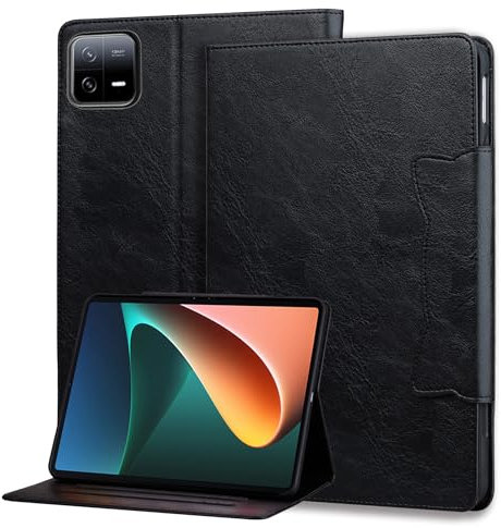 Mldjomid Custodia Tablet per Xiaomi Pad 6 11 2023, Protettiva in Pelle PU con Slot per Schede, Funzione Stand e Cover Magnetica, Fibbia Gatto Nero