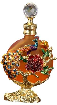 Colcolo Bouteille de parfum vide 30 ml Bouteille de parfum en verre Décoration d'intérieur Design rétro Belle vitrine Conteneur réutilisable, Orange