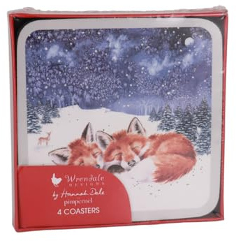 Wrendale Designs 4-teiliges Glas-Untersetzer-Set Waldweihnacht | WP-X0010249205