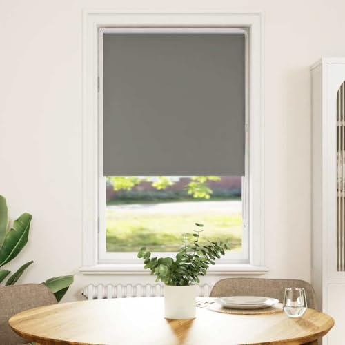 vidaXL Verdunkelungsrollo Grau 80x130 cm Stoffbreite 75,7 cm Polyester, Rollo, Klemmfix, Thermorollo, Verdunklungsrollo, Klemmrollo, Fensterrollo