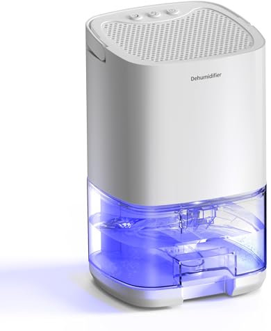 Deumidificatore d Air 1000 ml, Deumidificatore portatile, silenzioso con luce LED 7 colori, spegnimento automatico per bagno, camera da letto