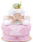 Trend Mama |Windeltorte | Windel wird beladen- Bitte warten | mit Entscheidungsmünze aus Holz |27 Windeln (Größe 2), Baby Lätzchen, Kuschelsocken|Geschenk Geburt (Vorderseite: Mama-Lätzchen rosa)