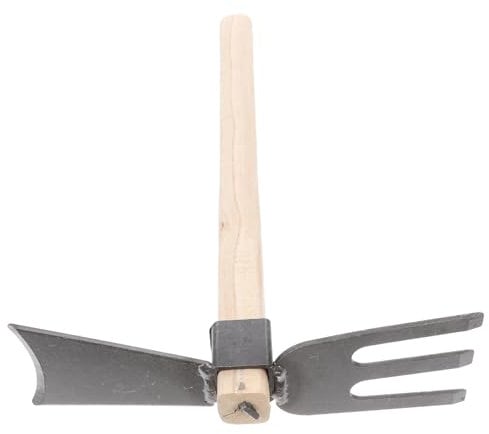 BESPORTBLE Garten Hacke Aus Metall Und Eisen Robuste Doppelkopf-handhacke Klein Und Leicht Ergonomischer Griff Für Grabenarbeiten Outdoor-gartengerät