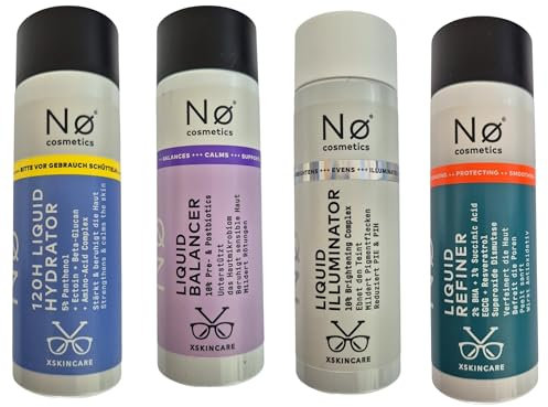 No Cosmetics Gesichtswasser Liquid Balancer + Illuminator + Peeling Toner Liquid Refiner + 120h Hydrator +PurLife Sticker