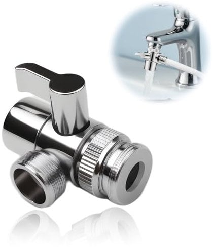 Shower Attachment Diverter Valve for Bath Taps | Faucet Adapter Chrome M20 x M22 | Add Shower to Bath | 20mm / 22mm Diverter for Faucet, Shower Hose Connector & Tap Attachment