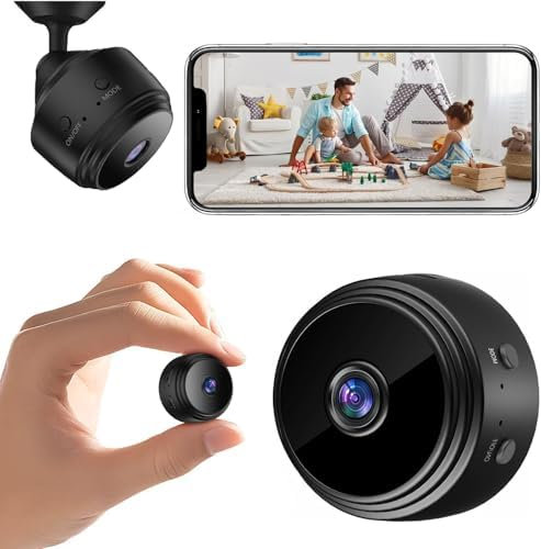 Mini Telecamera WiFi Interno,Telecamera Spia HD 1080P Telecamera Wifi interno/Esterno,Mini Videocamera Sorveglianza Interno con Visione Notturna Rilevamento di Movimento Per Casa/Bambini (S)