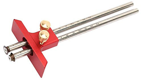 Telituny Gramil de Acero Inoxidable, Herramienta de Marcado Doble Cabeza para Carpintería con Escalas de Precisión, Instrumento Profesional para Fabricación de Muebles