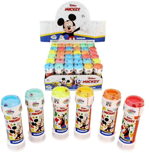 BEMIRO Seifenblasen mit Kugelspiel im Deckel – 60 ml – Verschiedene Motive & Farben – Kinder Seifenblasen Spielzeug – Party-Mitgebsel – 36 Stück im Display – ab 3 Jahren