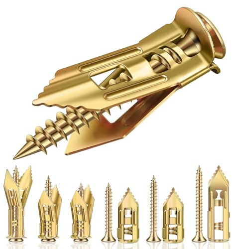 80Pcs Self Drilling Drywall Anchors with Screws Kit, 3 Sizes Sheetrock Anchors & 3 Sizes Expansion Screws, Zinc Plated Steel Drywall Anchors