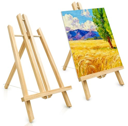 Tischstaffelei Holz 2 Stück, 40 x 22 cm, Faltbar für Leinwand | Zwei faltbare Holzstaffeleien für Leinwand, Bilder, Fotos, Malen, Basteln, Präsentation & Tischdeko