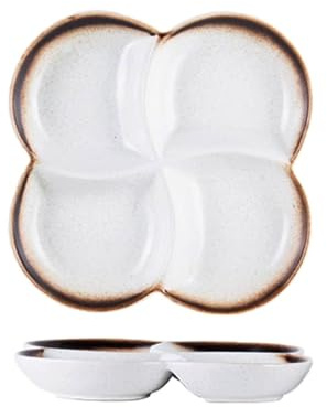 Faxijuan Japanese Ceramic Portion Control Plate for Weight Loss Square 4 Compartment Divided Dinner Plate Lunch Tray for Adults(Wei�,10 inch)