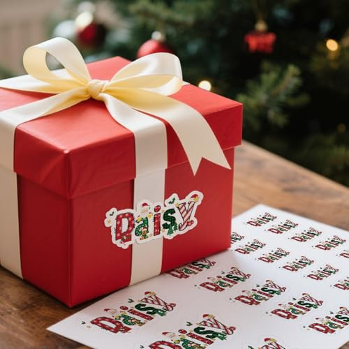 Personalisierte Weihnachtsaufkleber mit Namen, Sticker Weihnachten Selbstklebend für Geschenke, Umschläge & Karten, Weihnachtssticker für Kinder, Individuelle Aufkleber Frohe Weihnachten Deko