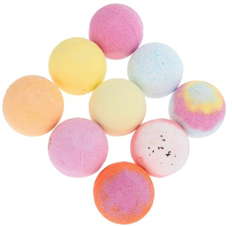 Bombe da Bagno Naturali 60g Sali Essenziali, 9 Pezzi | Colori Vivaci e Non Macchianti, per Bagno in Casa e Pelle, Set Regalo per Stagione Colore Casuale