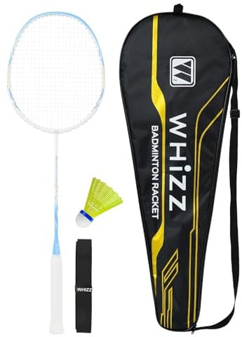 BAIHUALIN WHiZZ Graphit Badminton Schläger Set Exklusives Rahmendesign | Leichtes Carbon Badmintonschläger Federball Set für Training, Übung, Schulsport, Freizeit mit Federbälle, Griffbänder, Tasche
