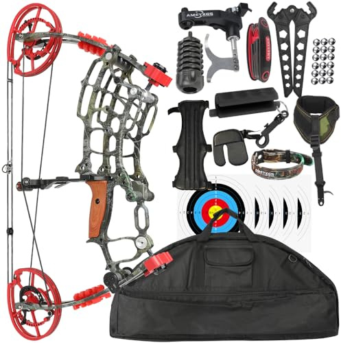 30–60 lbs Compoundbogen mit 25–30” Zuglänge und 80% Let-Off – Zwei-Modi für Pfeile und Kugeln, ideal für das Erwachsenen- Bogenschießtraining und das Scheibenschießen. (Red)
