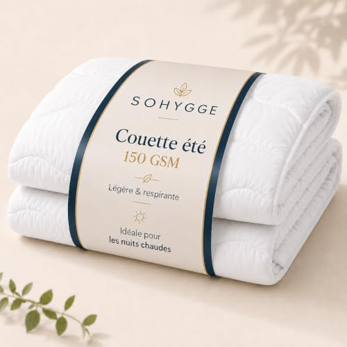 SOHYGGE Couette Été 260x240 cm 150 GSM – Couette Légère et Fine Respirante, Microfibre Douce, Confort Moelleux, Idéale pour Nuits d’Été (260 x 240 CM)