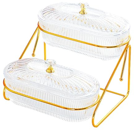 QIXCXAZ Serving Tray Dried Fruit Plates 2 Layer Snack Dishes Organizes Fruits Nuts and Candies for Any Occasion Serving Tray Snack Dishes Appetizer